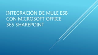 INTEGRACIÓN DE MULE ESB
CON MICROSOFT OFFICE
365 SHAREPOINT
 
