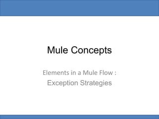 Mule Concepts
Elements in a Mule Flow :
Exception Strategies
 