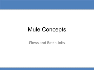 Mule Concepts
Flows and Batch Jobs
 
