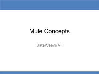 Mule Concepts
DataWeave VII
 