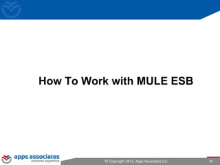 © Copyright 2013. Apps Associates LLC. 28
How To Work with MULE ESB
 
