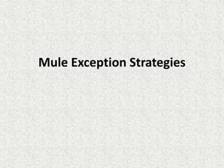 Mule Exception Strategies
 