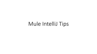 Mule IntelliJ Tips
 