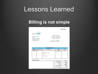 Lessons LearnedBilling is not simple