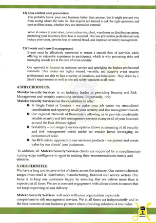Muleko Security Services Company Profile