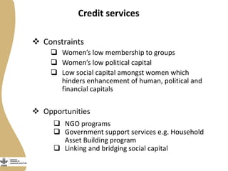 Opportunities and constraints to women's access to, and control over, resources in the small ruminant value chain in Ethiopia  