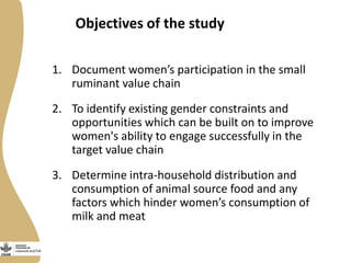 Opportunities and constraints to women's access to, and control over, resources in the small ruminant value chain in Ethiopia  