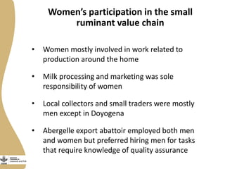 Opportunities and constraints to women's access to, and control over, resources in the small ruminant value chain in Ethiopia  