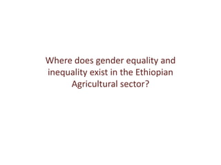 Addressing gender inequalities in Ethiopia’s agricultural sector to reduce poverty