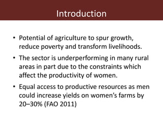 Addressing gender inequalities in Ethiopia’s agricultural sector to reduce poverty
