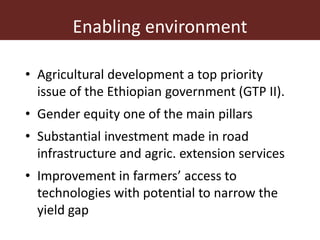 Addressing gender inequalities in Ethiopia’s agricultural sector to reduce poverty