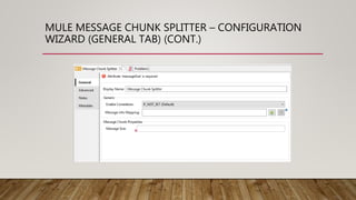 MULE MESSAGE CHUNK SPLITTER – CONFIGURATION
WIZARD (GENERAL TAB) (CONT.)
 