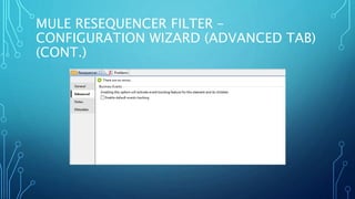 MULE RESEQUENCER FILTER –
CONFIGURATION WIZARD (ADVANCED TAB)
(CONT.)
 