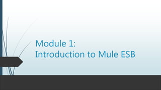 Module 1:
Introduction to Mule ESB
 