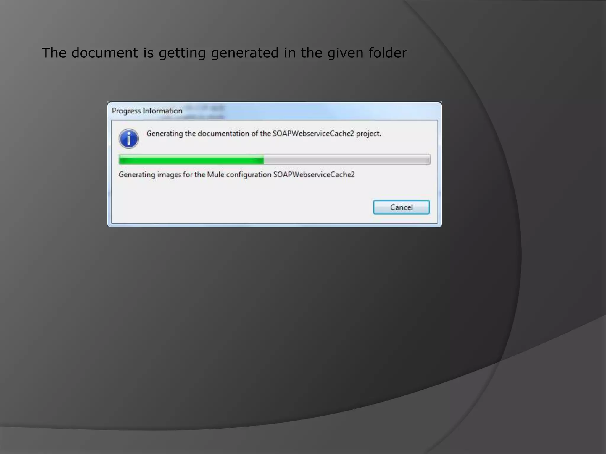 The document is getting generated in the given folder 