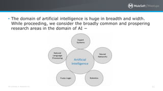 All contents © MuleSoft Inc. 11
• The domain of artificial intelligence is huge in breadth and width.
While proceeding, we consider the broadly common and prospering
research areas in the domain of AI −
 