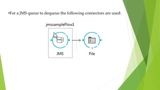 •For a JMS queue to dequeue the following connectors are used:
 