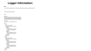 Logger Information:
Steps:
(*) Put CSV file at specified location. ( Sample CSV and XML data have been kept under Note section )
(*) Validate Log and Payload values
Note:
Sample.csv
Name,Last Name,Street 1,ZipCode 1,Street 2,ZipCode 2
John,Doe,123 Main Street,111,987 Cypress Avenue,222
Jane,Doe,345 Main Street,111,654 Sunset Boulevard,33
Sample.xml
<?xml version="1.0" encoding="UTF-8"?>
<users>
<user>
<name>User1</name>
<lastName>LastName1</lastName>
<addresses>
<address>
<street>Gandhinagar1</street>
<zipCode>111111</zipCode>
</address>
<address>
<street>Gandhinagar2</street>
<zipCode>222222</zipCode>
</address>
</addresses>
</user>
<user>
<name>User2</name>
<lastName>LastName2</lastName>
<addresses>
<address>
<street>Ahmedabad1</street>
<zipCode>333333</zipCode>
</address>
<address>
<street>Ahmedabad2</street>
<zipCode>444444</zipCode>
</address>
</addresses>
</user>
</users>
 
