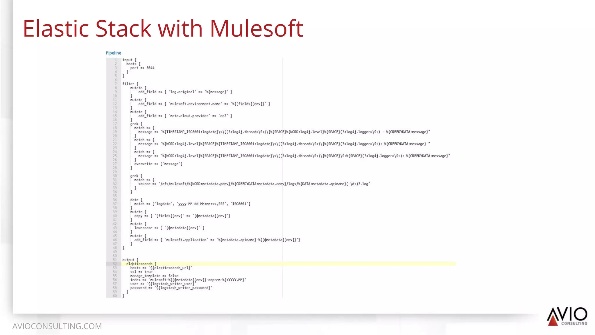 Elastic Stack with Mulesoft
AVIOCONSULTING.COM
 