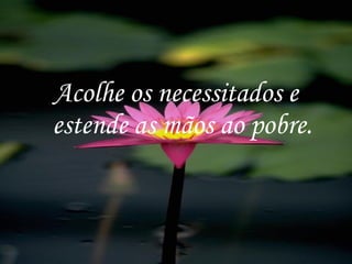Acolhe os necessitados e estende as mãos ao pobre. 