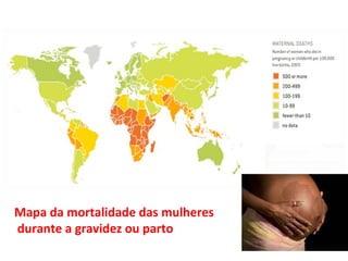 Mapa da mortalidade das mulheres  durante a gravidez ou parto 