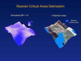 Riparian Critical Areas Delineation Smoothed SPI > 10 = Riparian areas 0 10+ Riparian Critical Areas 