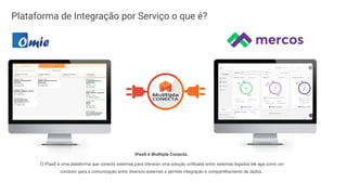 Plataforma de Integração por Serviço o que é?
iPaaS é Mulltipla Conecta.
O iPaaS é uma plataforma que conecta sistemas para oferecer uma solução unificada entre sistemas legados ele age como um
condutor para a comunicação entre diversos sistemas e permite integração e compartilhamento de dados.
 