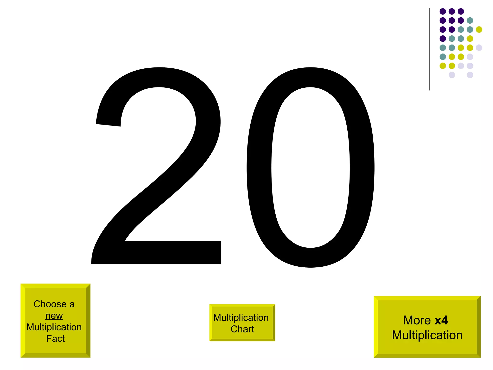 Choose a  new   Multiplication  Fact 20 More  x4   Multiplication Multiplication  Chart 