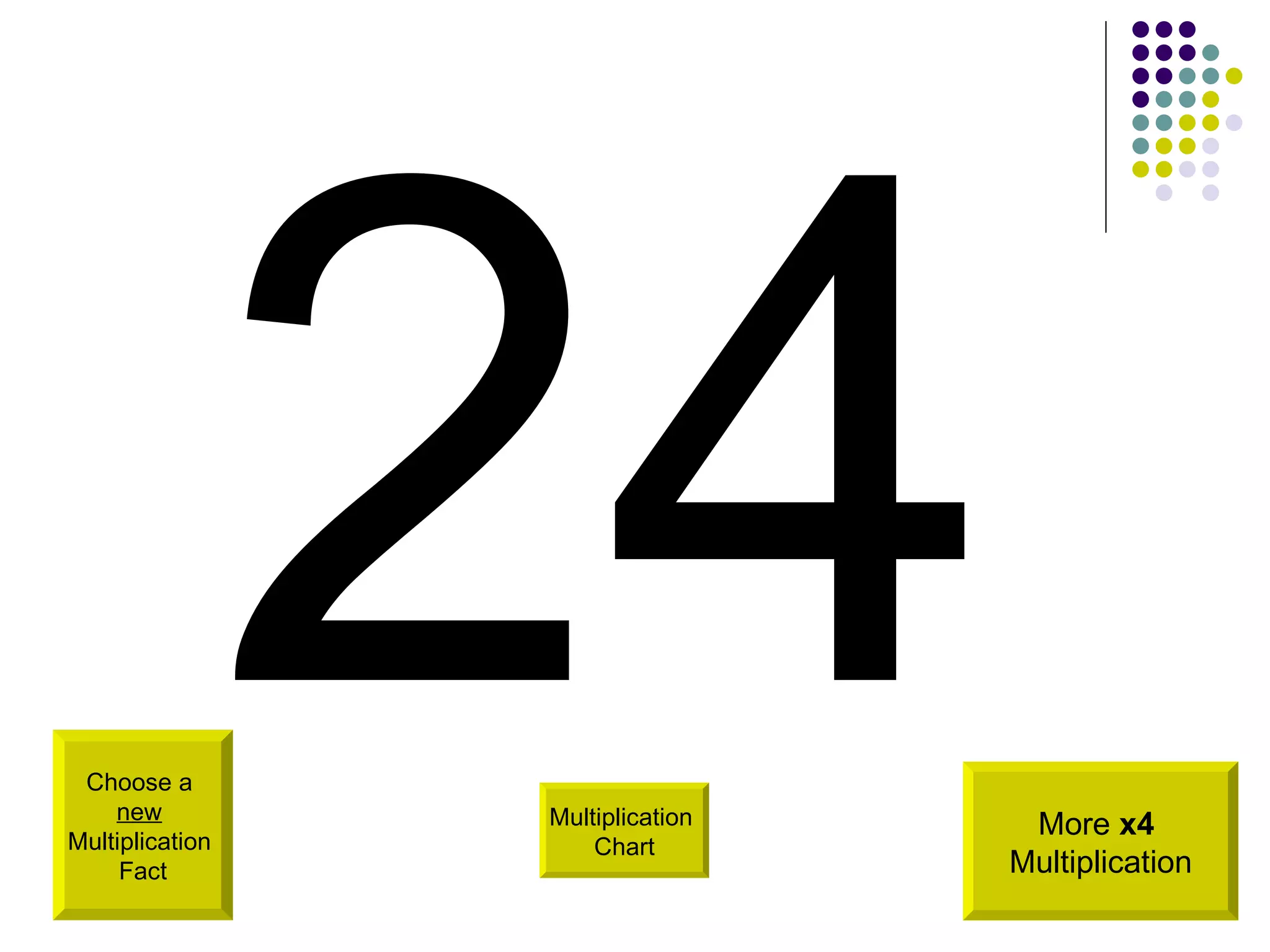Choose a  new   Multiplication  Fact 24 More  x4   Multiplication Multiplication  Chart 