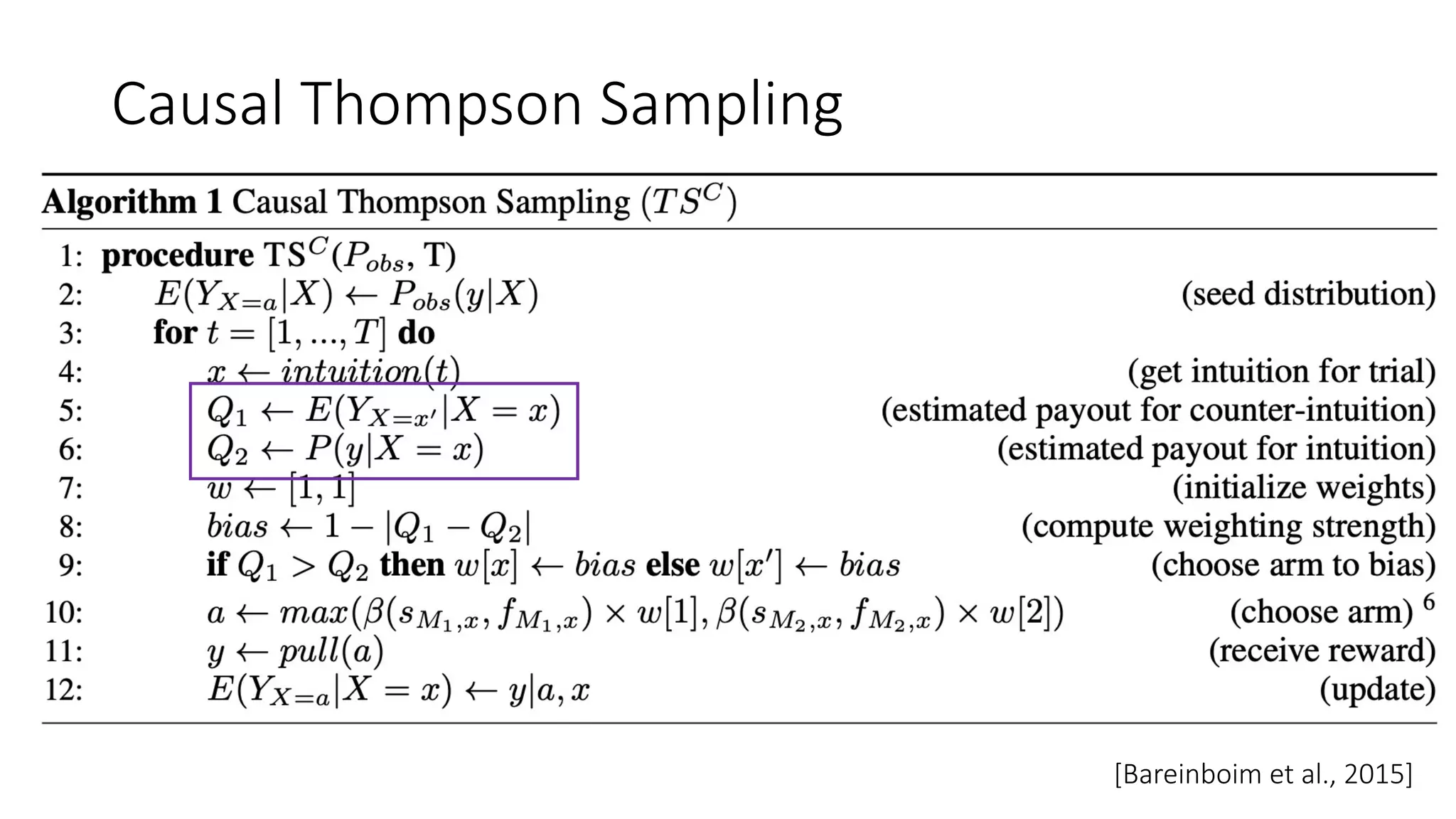Causal Thompson Sampling
[Bareinboim et al., 2015]
 