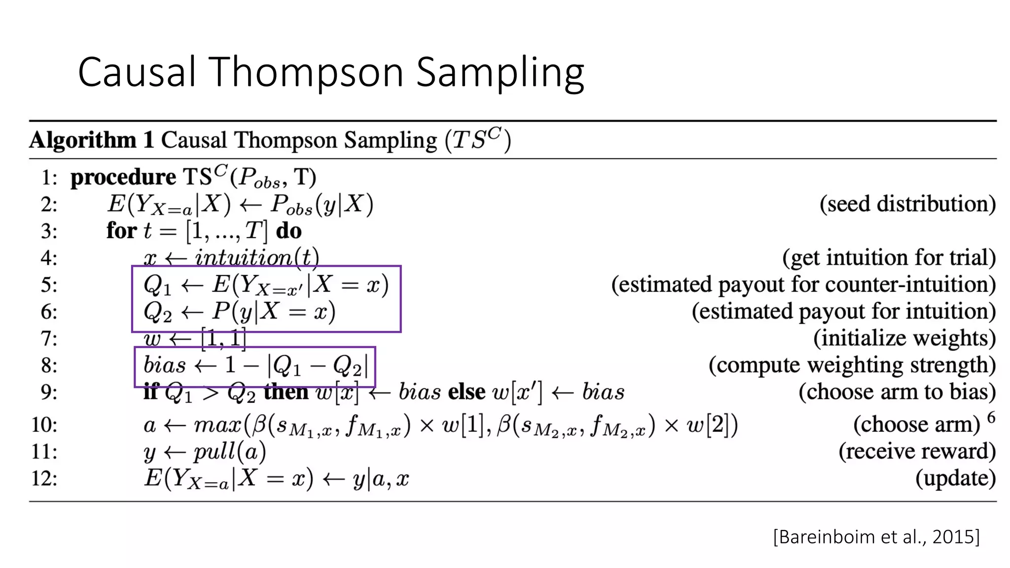 Causal Thompson Sampling
[Bareinboim et al., 2015]
 