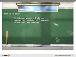 69American Marketing Association
Funny, but true
Now we will cover:
•  Multichannel Marketing Challenges
•  Strategic Success Factors & Frameworks
•  Multichannel Case Examples
 