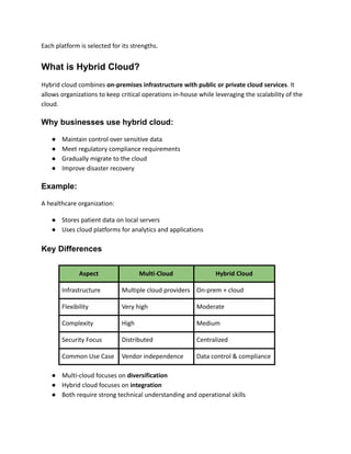Multi-Cloud vs Hybrid Cloud Cover Design | PDF