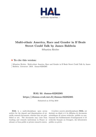 Multi Ethnic America Race And Gender In If Beale Street Could Talk B