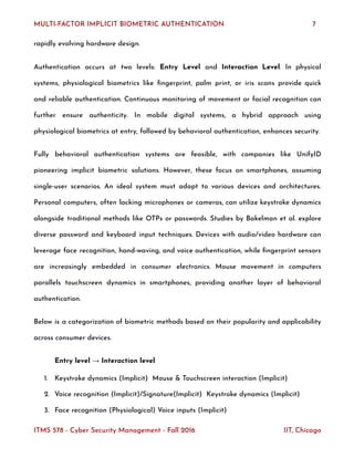 Multi-factor Implicit Biometric Authentication | PDF