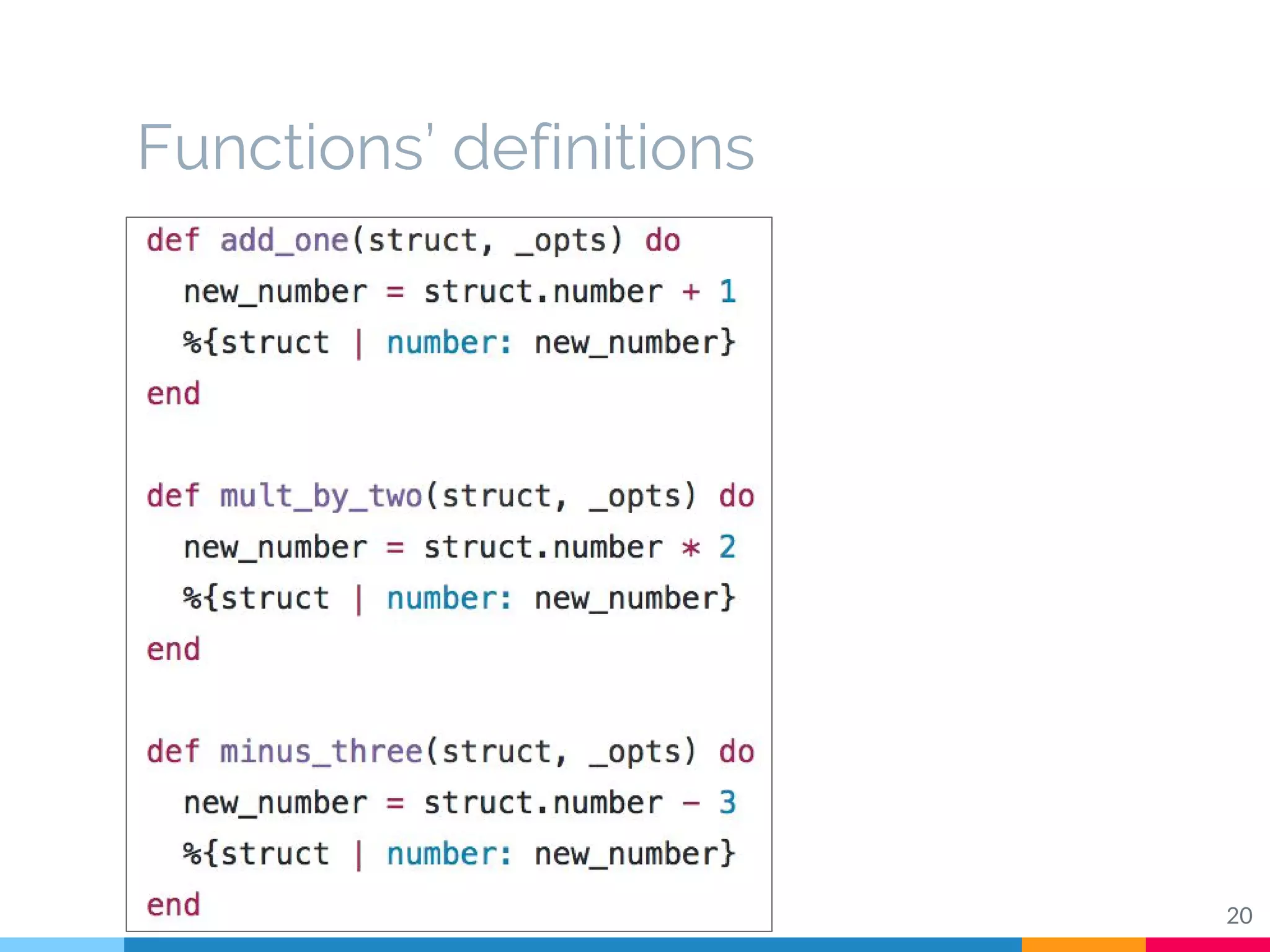 Functions’ definitions
20
 
