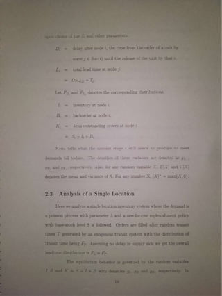 Multi location inventory models