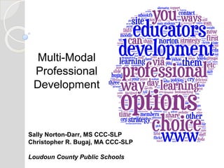Multi-Modal
Professional
Development

Sally Norton-Darr, MS CCC-SLP
Christopher R. Bugaj, MA CCC-SLP
Loudoun County Public Schools

 