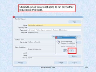 www.erpstuff.com 136
Click NO, since we are not going to run any further
requests at this stage.
 
