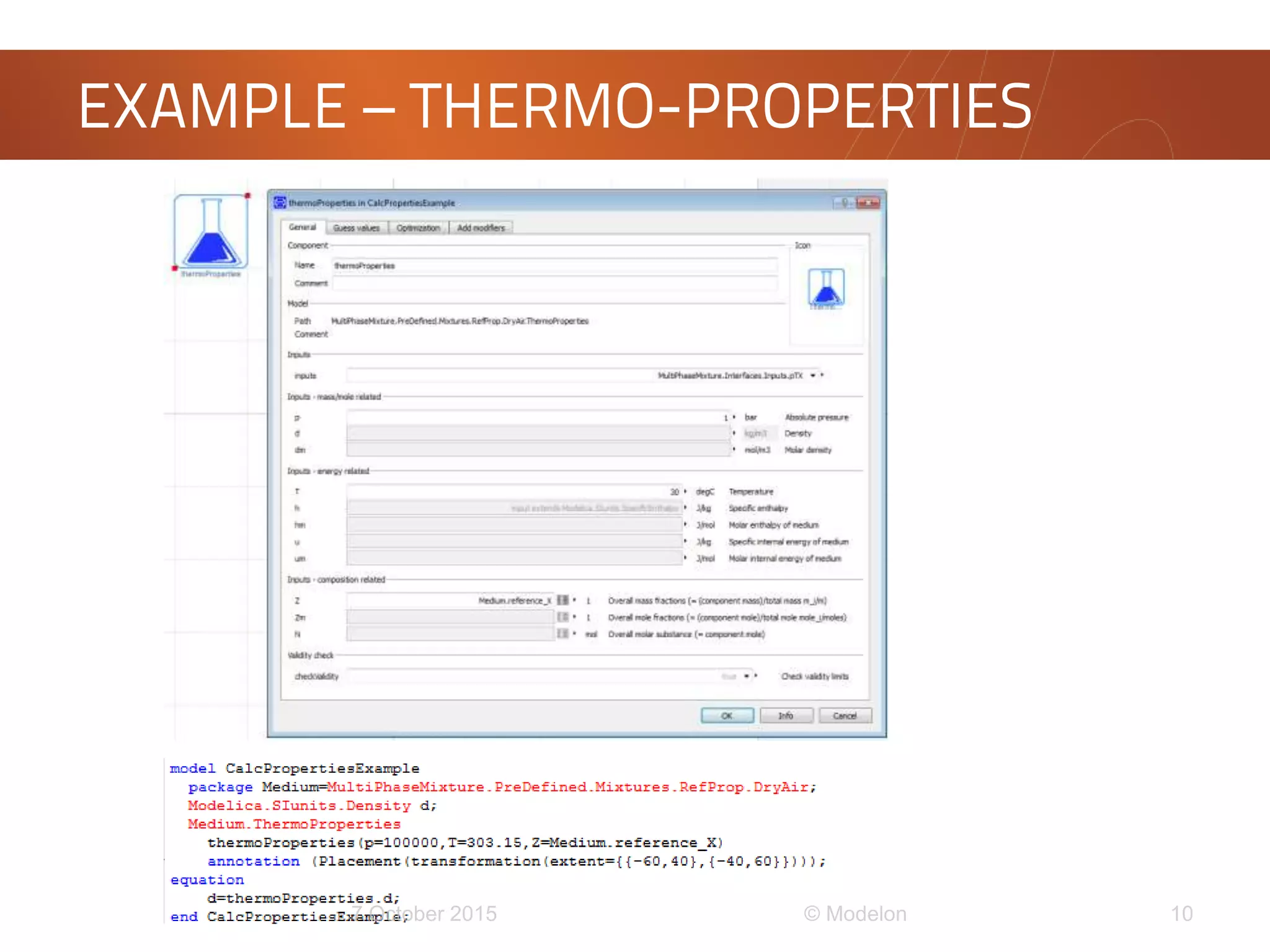 EXAMPLE – THERMO-PROPERTIES
 