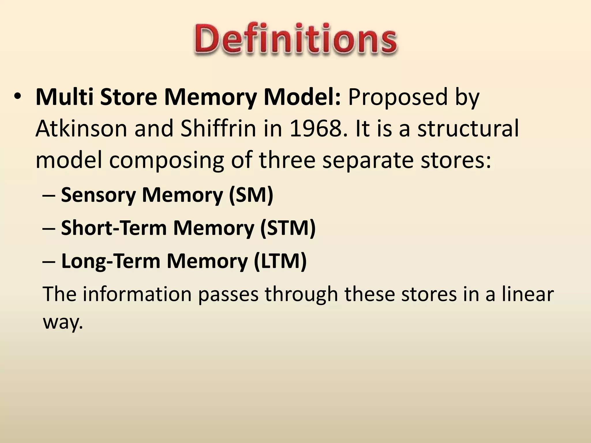 A-Level Psychology: Multi Store Memory Model - New Spec | PPTX | Data ...