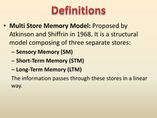 A-Level Psychology: Multi Store Memory Model - New Spec | PPTX | Data ...