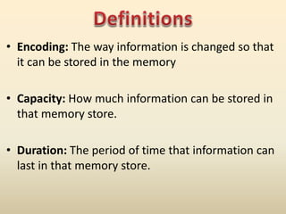 A-Level Psychology: Multi Store Memory Model - New Spec | PPTX | Data ...