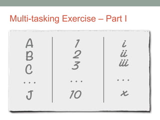 Multi-tasking Exercise – Part I