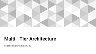 Multi - Tier Architecture
Microsoft Dynamics CRM
 