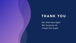 THANK YOU
Md. Shah Alam Iqbal
Md. Nurjaman Ali
Chayan Das Gupta
 
