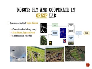 GRASP
 Supervised by Prof. Vijay Kumar
 Creation building map
 Precision Agriculture
 Search and Rescue
9
 