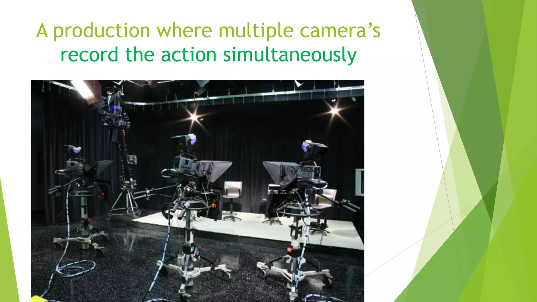 A production where multiple camera’s
record the action simultaneously
 