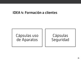 IDEA 4: Formación a clientes




 Cápsulas uso            Cápsulas
 de Aparatos            Seguridad



                  ...