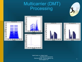 Multicarrier (DMT)
  Processing




    Multi Carrier vs. Single Carrier
                    Copyright 2012 Fernando
       Ramirez-Mireles ramirezm@ieee.org,
                                              3
                  framirez@itam.mx
 